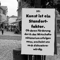 SPD: Kunst ist ein Standortfaktor. Ob deren  Förderung durch das Wirtschaftsministerium erfolgen muss, erscheint uns noch diskussionswürdig.